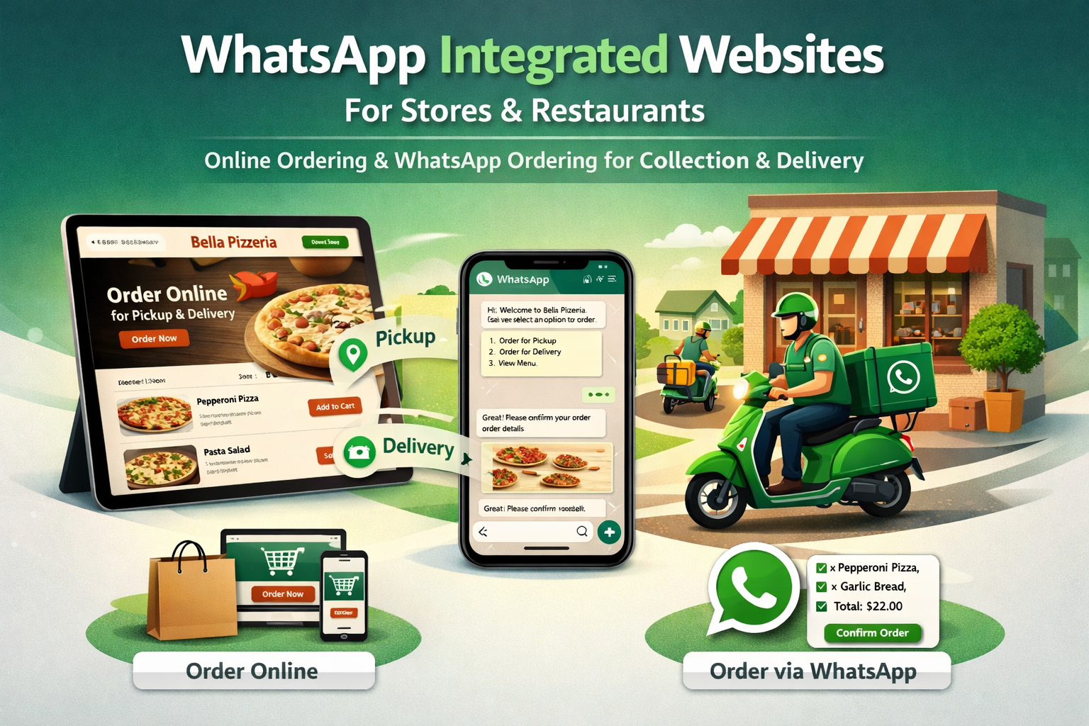 Website with Intergratetd WhatsApp Ordering Subscription
